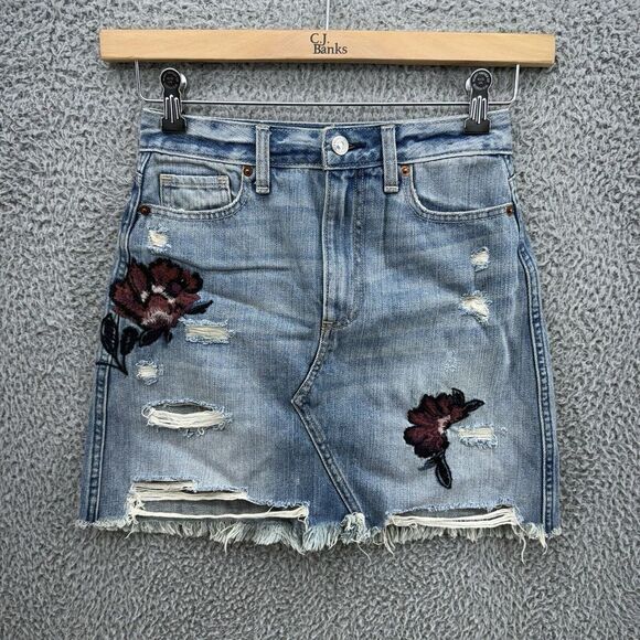 Abercrombie & Fitch Dresses & Skirts - Abercrombie & Fitch Denim Skirt Womens 24 Blue Jean Mini Short Low Rise Y2K